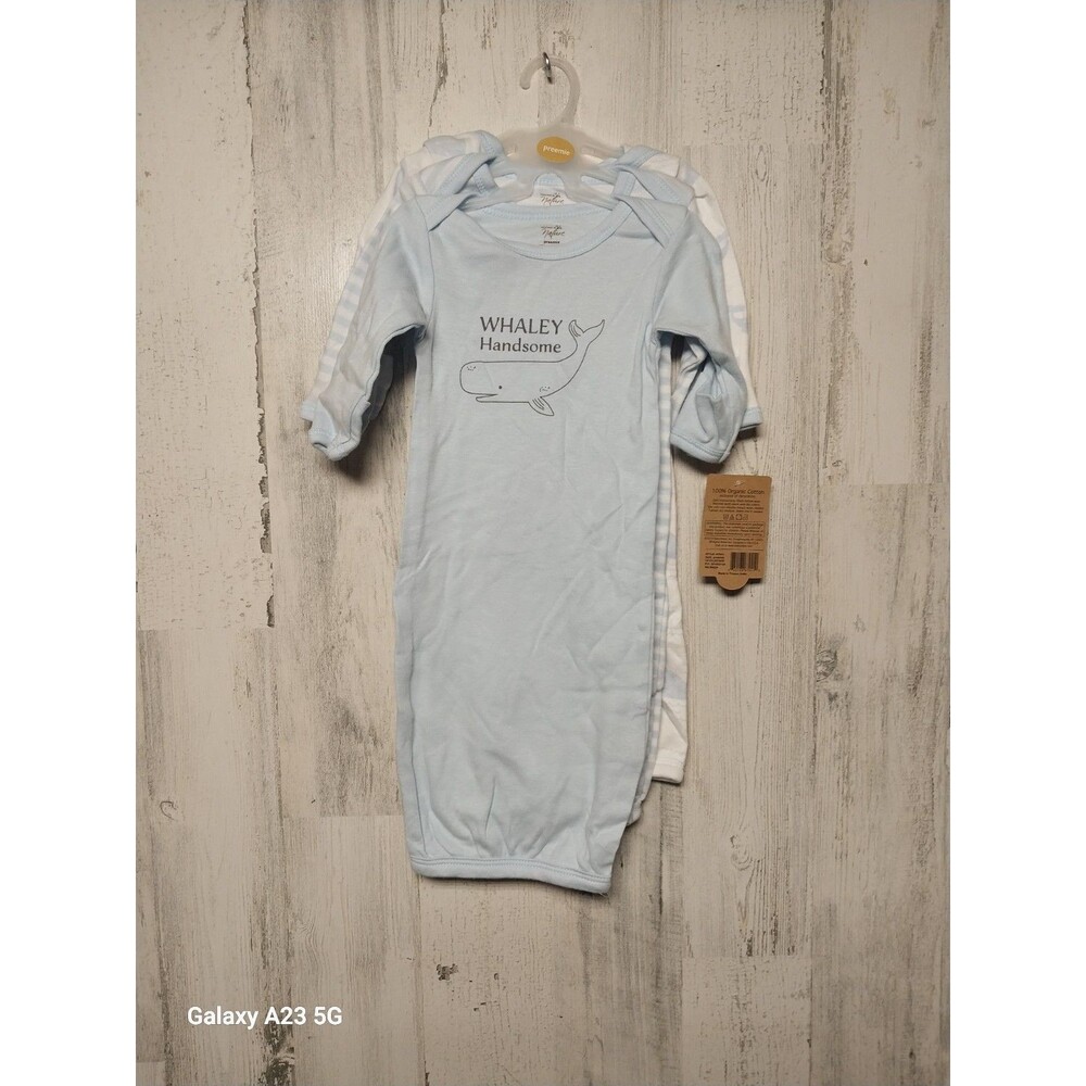 Touched by Nature Organic Gowns 3-Pack, Whale Preemie